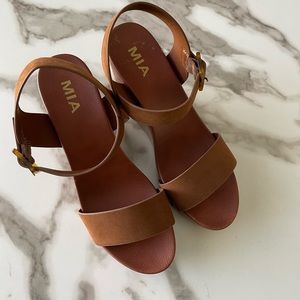 MIA Cognac Senna Wedge Sandal